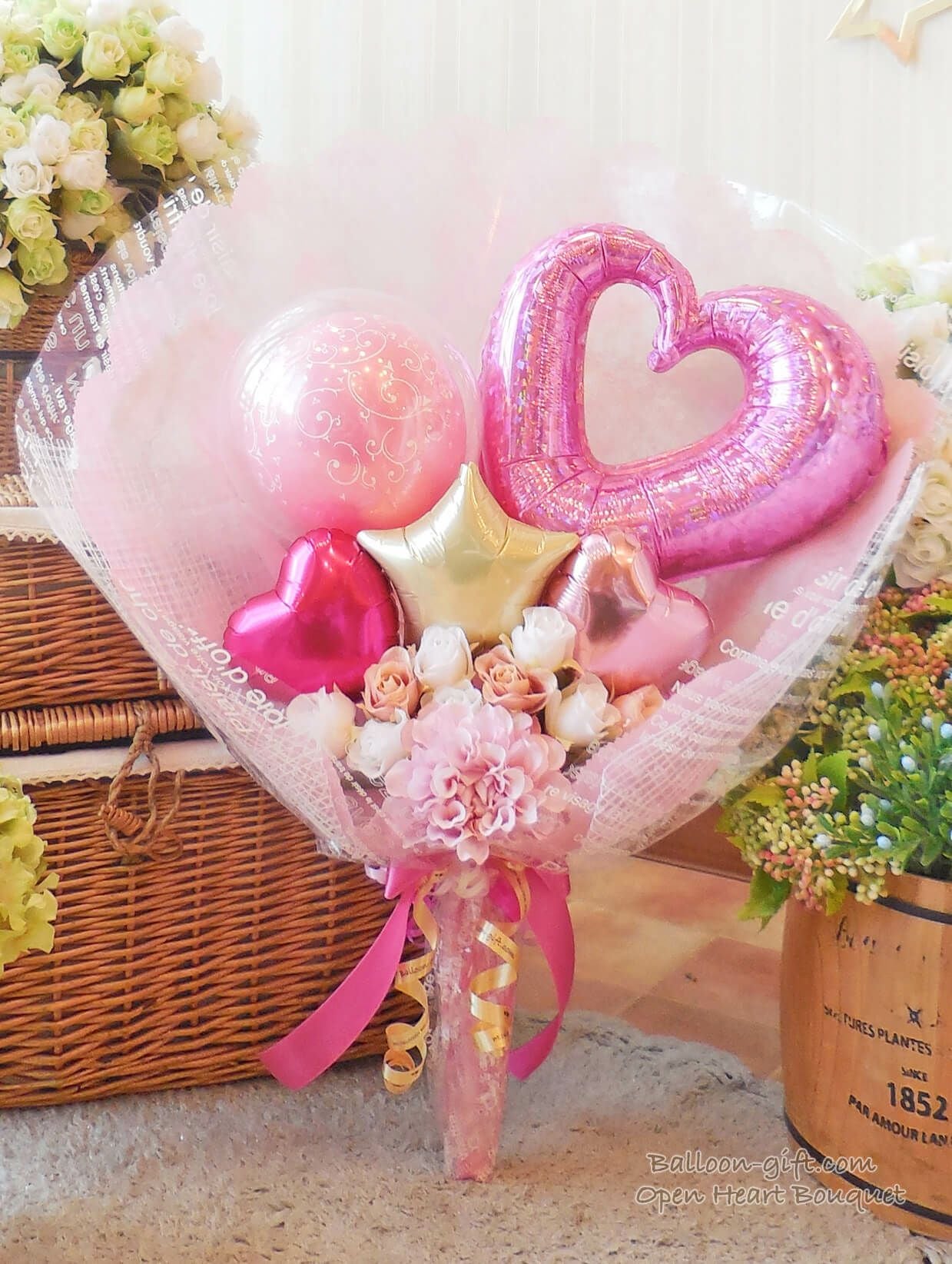 【m☆様】9/14 兵庫 時間指定あり バルーンブーケ 花束 バルーン束 オープンハートの花束ブーケ｜バルーンギフト・ドット・コム ~大人