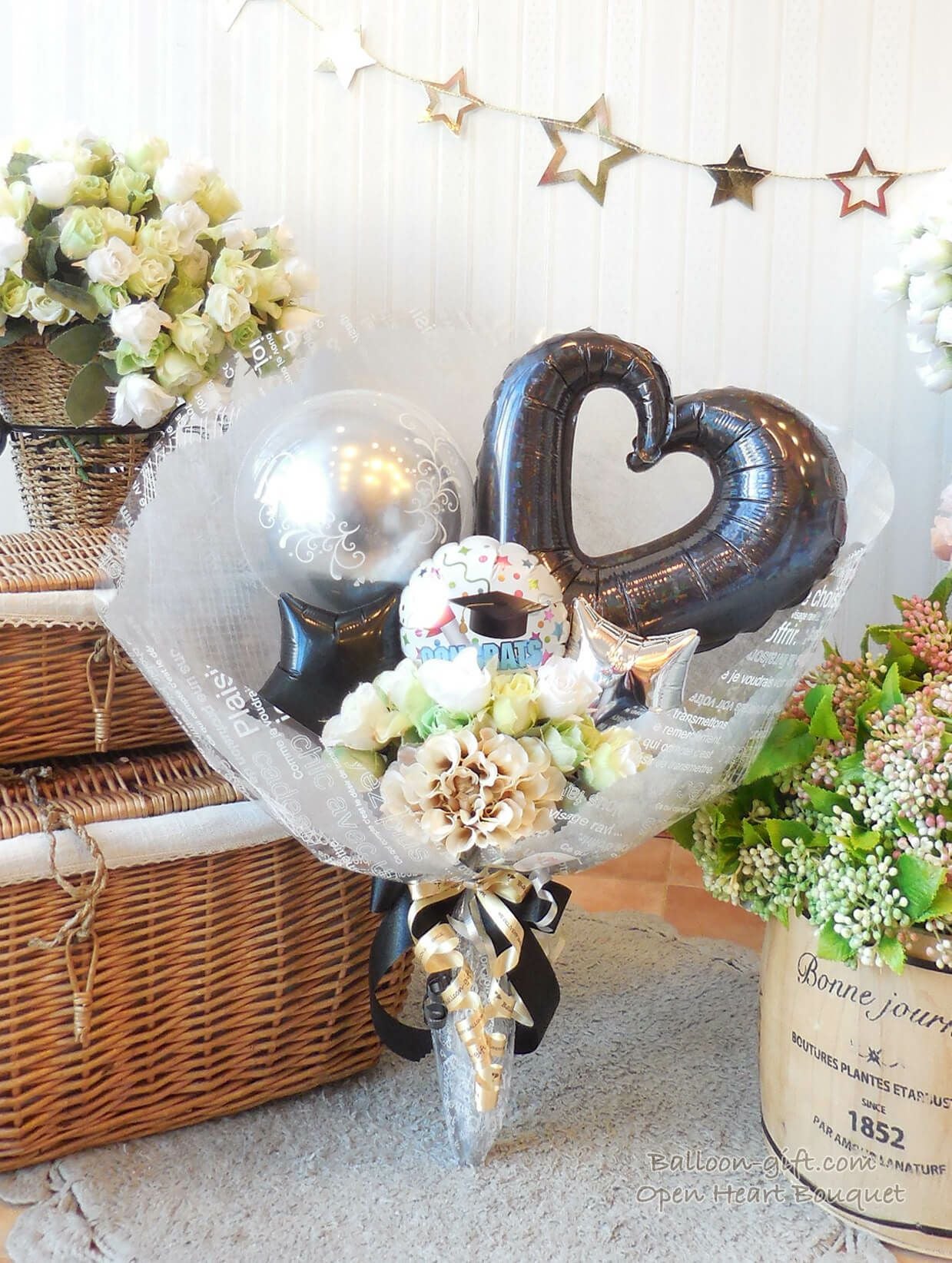 オープンハートの花束ブーケ｜バルーンギフト・ドット・コム ~大人