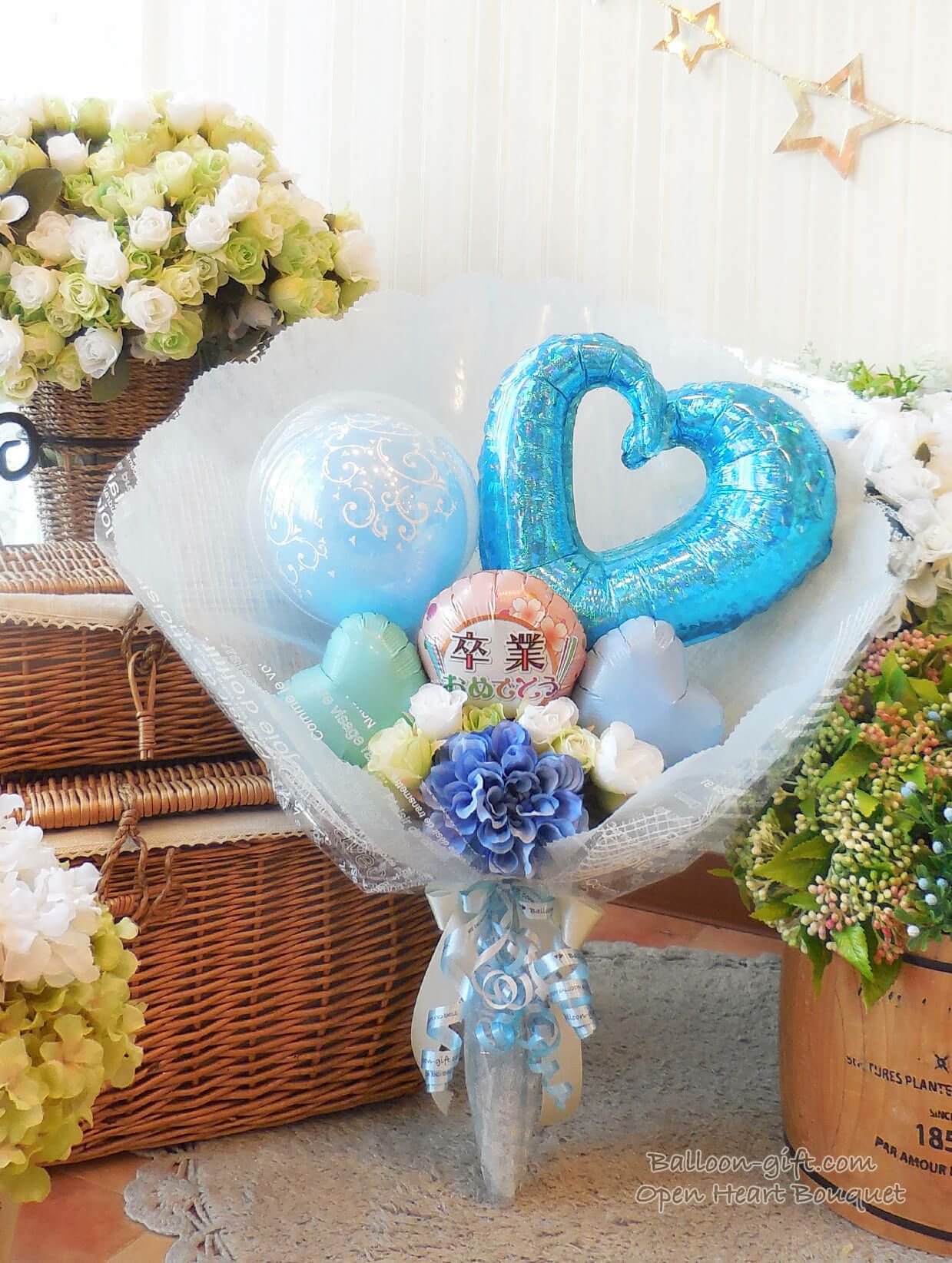 オープンハートの花束ブーケ｜バルーンギフト・ドット・コム ~大人