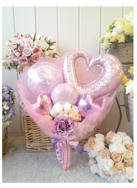 オープンハート バルーンブーケ｜誕生日・結婚式・発表会・卒業祝いに
