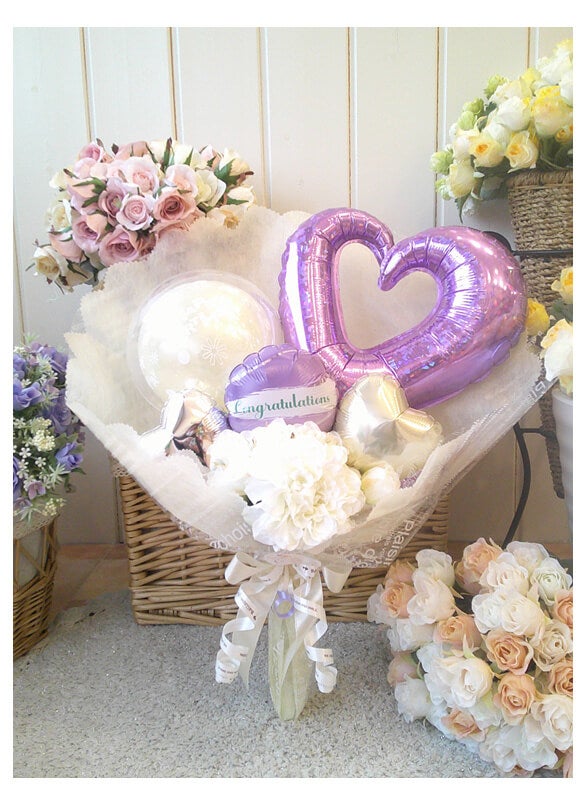 オープンハート バルーンブーケ｜誕生日・結婚式・発表会・卒業祝いに