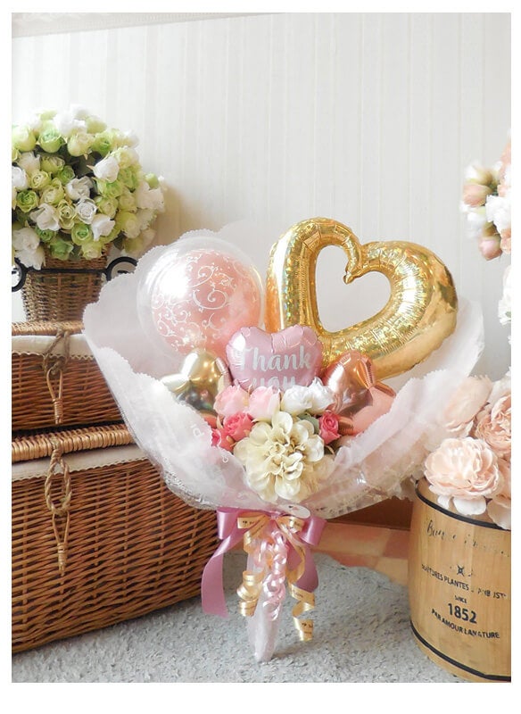 オープンハート バルーンブーケ｜誕生日・結婚式・発表会・卒業祝いに
