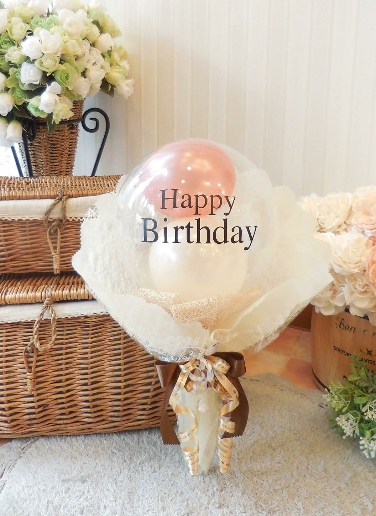 名入れバルーンブーケ プチ・エイミー｜透明感がおしゃれな誕生日