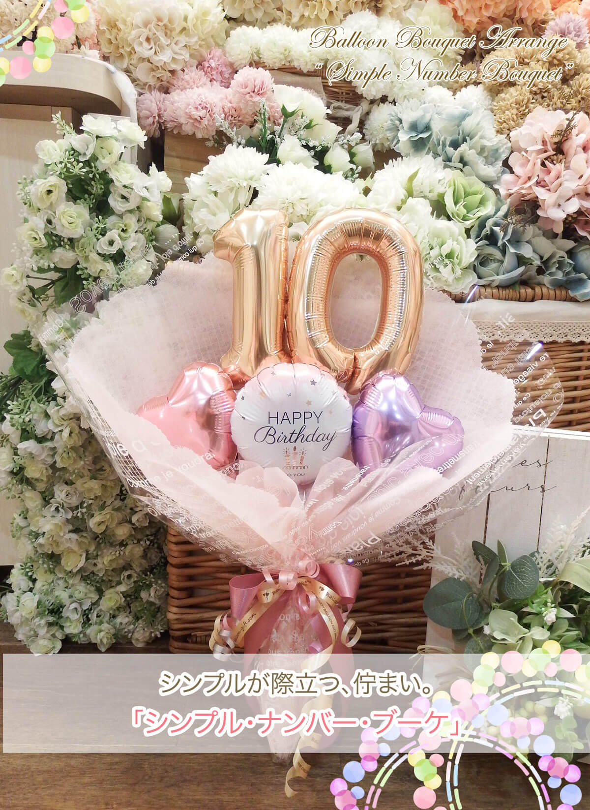 バルーンブーケ オーダーページ 数字バルーンブーケ アニバーサリー・ナンバー｜誕生日・周年祝い